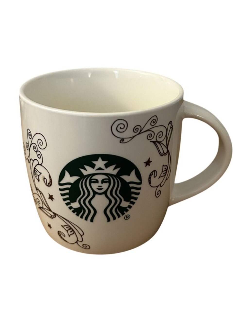 Starbucks White Siren Mermaid Swirl Coffee Mug 14oz Ceramic